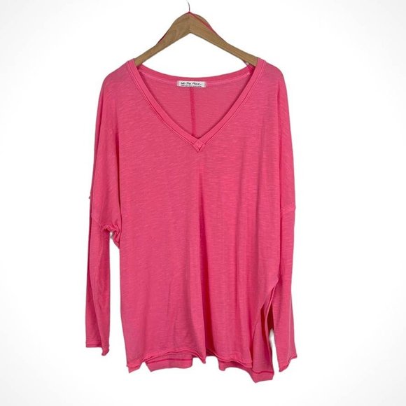 We The Free Other - We The Free Womens On My Mind V-neck Shirt Pink Size Large Oversized Casual